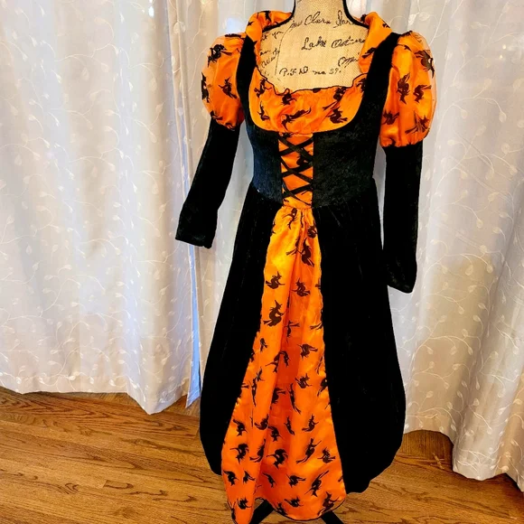 Princess Paradise | Dresses | Halloween Queen Black Orange Velvet Dress  Costume Womens Petite S Or Girls 9 | Poshmark